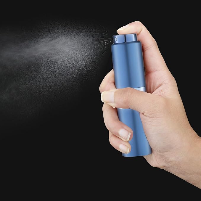 Cologne Travel Bottle 20ml - Large Size Perfume Atomizer Refillable for Men - Pocket Empty Fragrance Sprayer for Refill - 0.67oz Portable Twist Spray Sample Container for Purse Blue