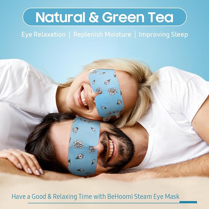 BeHoomi Steam Eye Mask, 10Packs Heated Eye Mask, Self Heating Disposable SPA Warm Compress for Eyes Sleep Mask, Travel Essentials & Relaxation Gifts for Women (Jasmine Scent)