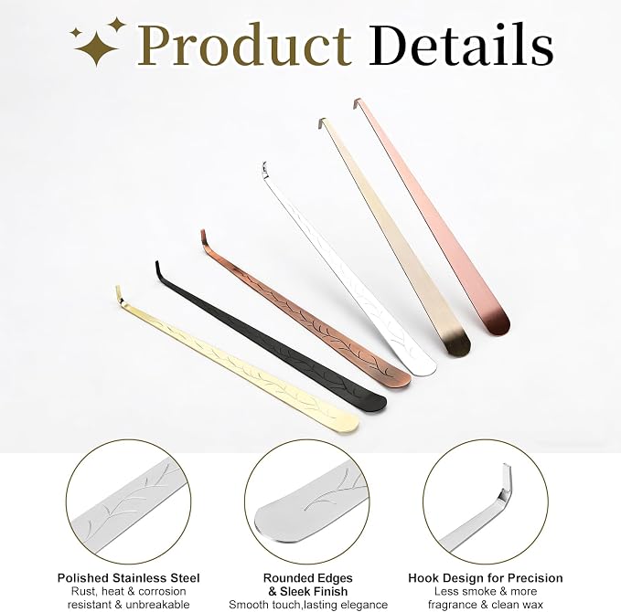 uxcell 2 Pcs Candle Wick Dipper, Stainless Steel Candle Wick Hook, Flame Dipper Snuffer Extinguish Accessory Flat Design for Putting Out Flame Home Decor Gifts, Chrome