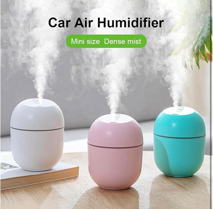 Portable 220ml Mini USB Humidifier with Colorful LED Lights – Ultrasonic Cool Mist Air Diffuser for Home, Office, Car, Bedroom (Green)