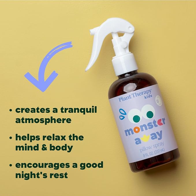 Plant Therapy Kids All Natural Monster Away Pillow and Linen Spray, Powered by Essential Oils, Aromatherapy Spray, 8 oz