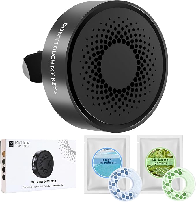 Car Diffuser Air Freshener Vent Clip Aluminum Aroma Diffuser Long Lasting Scent Odor Eliminator Pleasant New Car Smell Scent with 2 Refill Pads Ocean Tea Perfume for Men Women(Jazz Grey)
