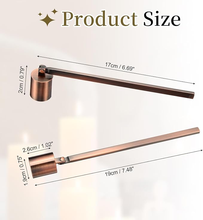 uxcell Candle Snuffer, Candle Extinguish with Long Handle, Wick Flame Snuffer Extinguish Accessory Cylinder-Shaped for Putting Out Flame Home Decor Gifts, Copper