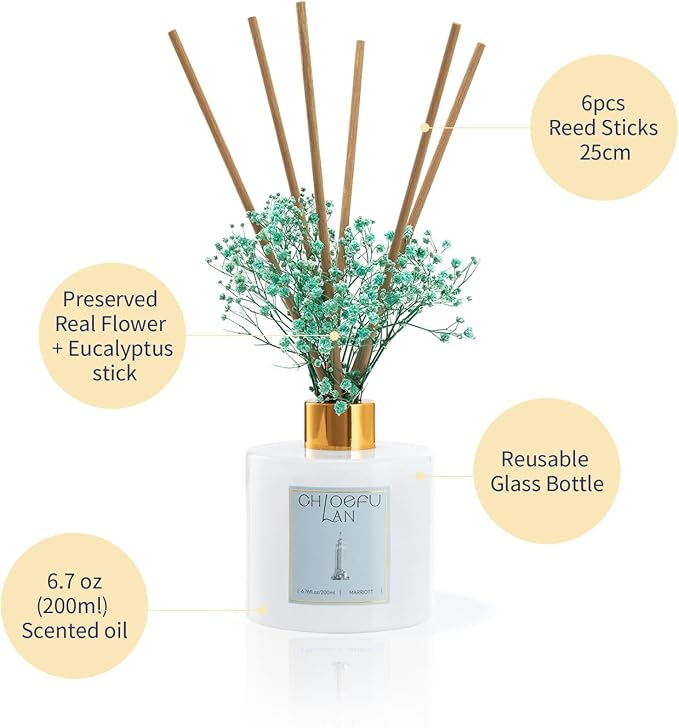 Reéd Diffuser,6.7 oz Natural Essential Scented Oil with Diffuser Sticks, Best for Bathroom Decor, Living Room Decor, Home & Office Decor, Aromatherapy Diffuser Oil Gift Set