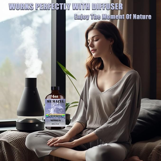 Cologne Fragrance Oil, Cologne Oil 4 Fl Oz 120ML for Diffuser Humidifier Yoga Cleaning DIY Candle Soap Making MUMAZYL Essential Oils