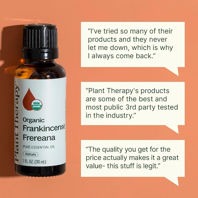 Plant Therapy Organic Frankincense Frereana Essential Oil 100% Pure, USDA Certified Organic, Undiluted, Natural Aromatherapy, Therapeutic Grade 10 mL (1/3 oz)