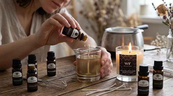 WEALD TRIBE Essential Oils Set for Diffusers, Aromatherapy, Air Freshener, Home Fragrance, Candle Making Scents Gift Set 6x10ml(PEPPERMINT | LAVENDER | TEA TREE | EUCALYPTUS |COCONUT & VANILLA |LINEN)
