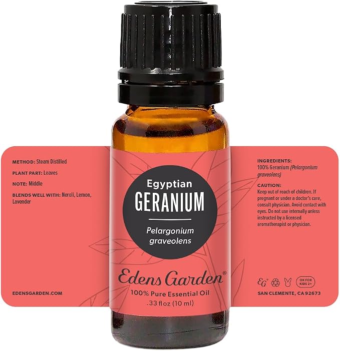 Edens Garden Geranium- Egyptian Essential Oil- 100% Pure Premium Grade, Undiluted, Natural, Therapeutic, Aromatherapy, The Best for Diffuser, Skin, Face, Hair 10 ml (.33 fl oz)