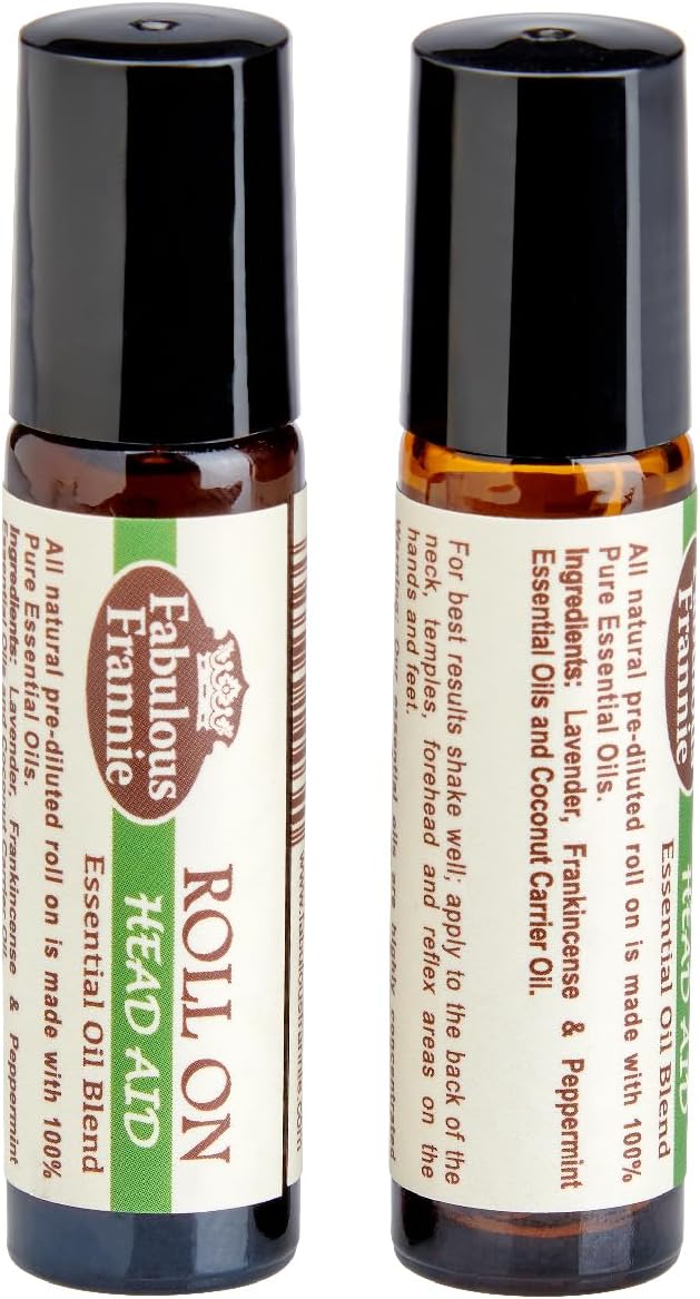 Fabulous Frannie Head Aid Pre-Diluted Essential Oil Blend Roll-On (Lavender, Peppermint and Frankincense) 10 ml