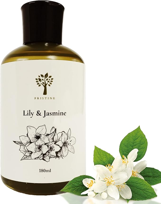 PRISTINE Lily & Jasmine Diffuser Refill with Free Reed Stick | Lily of Valley & Jasmine Room Fragrance Reed Diffuser, Oil & Room Diffusers with Reeds Stick Set | Refreshing Home Fragrance Scent