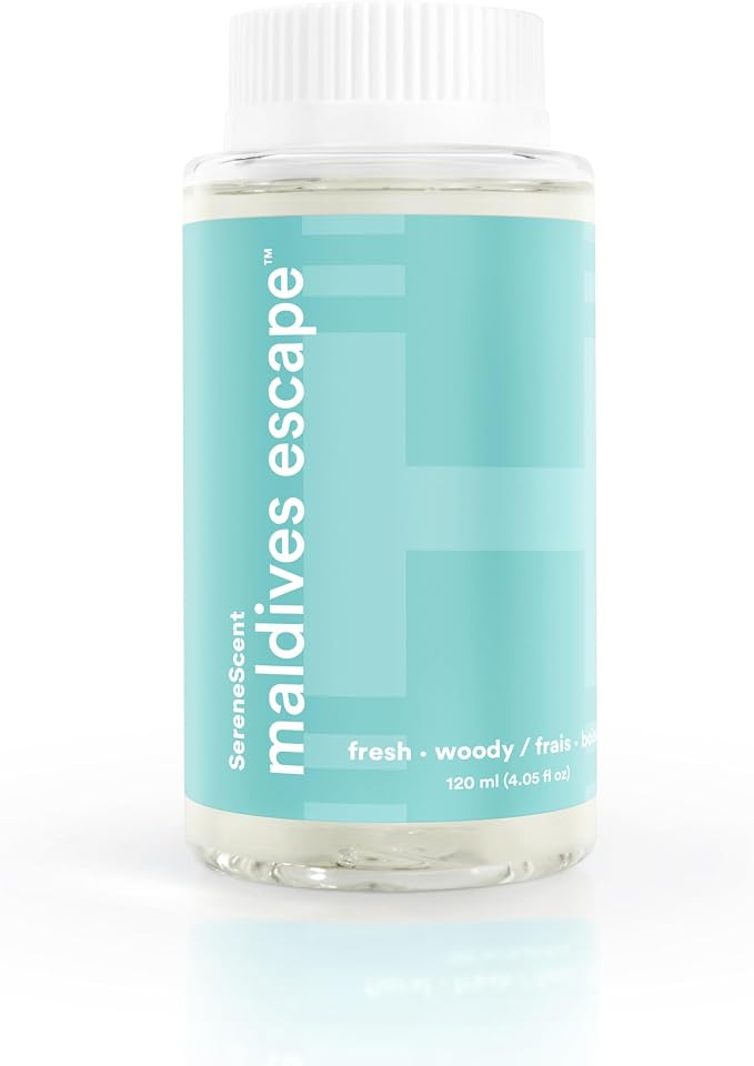 Homedics SereneScent Waterless Diffuser Oil Refill — Maldives Escape (120ml). Clean, Safe, Luxurious Hotel-Inspired Home Fragrance. Compatible with SereneScent Diffusers. Easy Twist Plug & Play