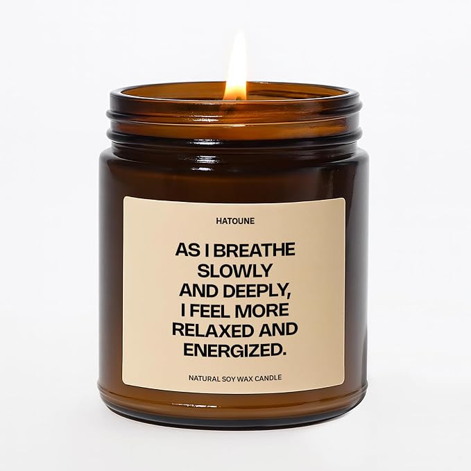 Relax & Energize Candle Deep Breath Scented Soy Candle Mindfulness Gift Stress Relief Aromatherapy Peaceful Energy Wellness GS6QE6, The Famous Fig, 7.2 oz