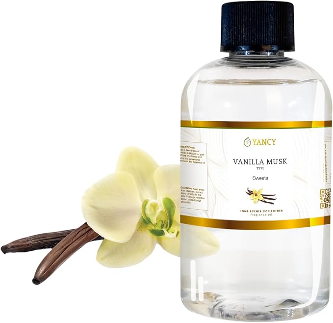 YANCY Vanilla Musk Home Collection Fragrance Oil (4 oz), Luxurious Vanilla and Musk Scent, Warm Fragrance for Diffusers, Oil Burners & Aroma Lamps, Cozy Scent for Relaxing Home Spaces