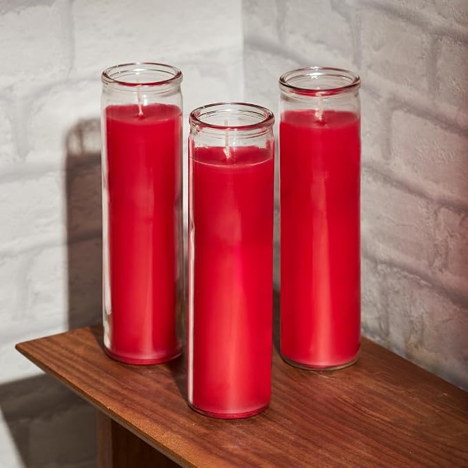 Simply Soson 2x8 inch Red Devotional Candles in Glass Jar - 1 Piece - 90 Hours – Prayer Candle - Tall Pillar Candles for Religious, Memorials, Party Decor