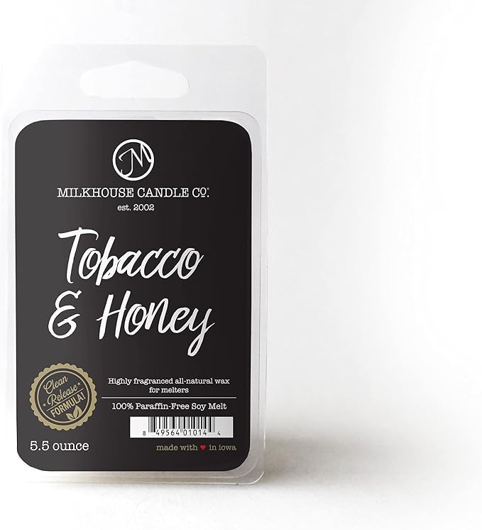 Milkhouse Candle Company Tobacco & Honey Soy Wax Melts - Cashmere & Honey | Amber | Sandalwood Scented - 5.5 oz, Hand-Poured, Premium Fragrance Oil, Made in the USA