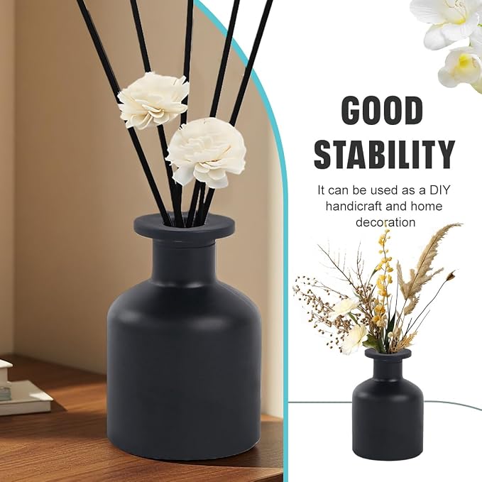 1Pcs 150ml/5OZ Fragrance Diffuser Bottles Empty Glass Gradient Color Diffusers Vase Fragrances Scent Bottles Essential Oils Fragrances Jar Reed Diffuser for Room Air Fresh Home Decorative(Black)