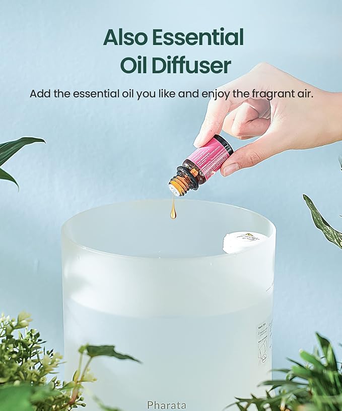 Pharata Humidifiers for Bedroom Large Room, 2.5L Cool Mist Humidifier with Essential Oil Diffuser, Top Fill Humidifier for Baby, Home, Plant, Ultrasonic Humidification for whole house, Auto Shut-Off