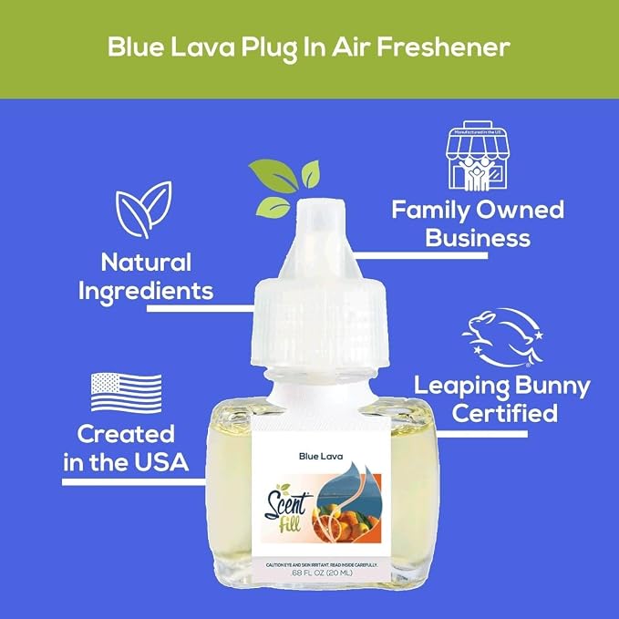 Scent Fill Blue Lava Plug in Air Freshener, Scented Oil Refills, 2 Refills + Diffuser