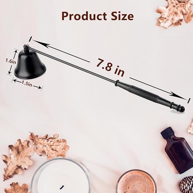 Candle Snuffer Black with Long Handle, Candle Snuffer Extinguisher, Wick Cutter Stainless Steel Wick Clipper Wick Scissor, Candle Wick Trimmer for Candle Aromatherapy Lovers