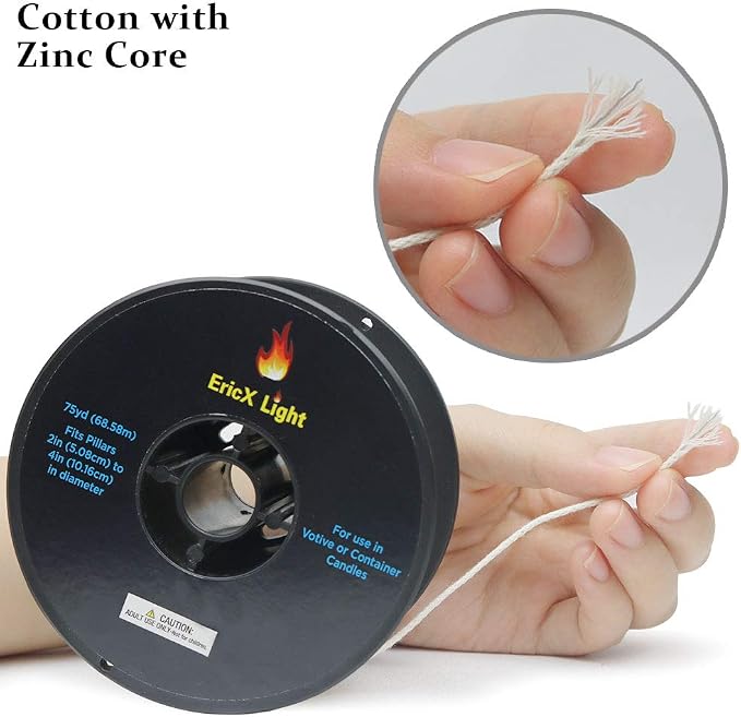 EricX Light Zinc Core Candle Wick 225ft Spool Specialize for Votive or Container Candle Making,Large