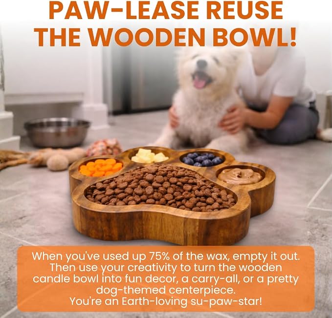 Dough Bowl Candle Co. Pet Odor Eliminator Candle - 11x11x1.5 Scented Soy Candles for Home Scented, 7 Wick Pet Odor Eliminator for Home, White Ocean Beach Decor in Paw Print Shape, Linen Fragrance