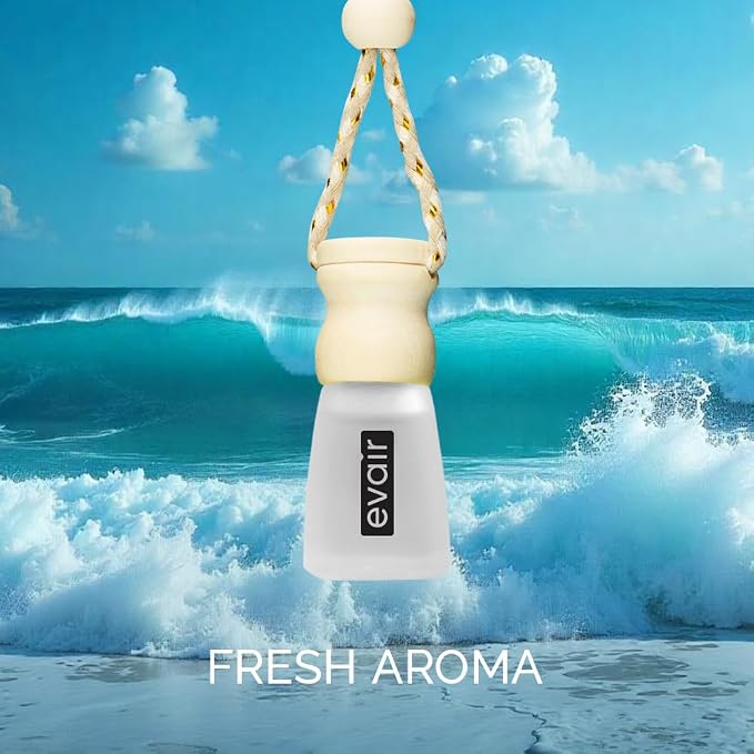 Evair Car Air Freshener | Hanging Air Freshener Car Diffuser | Long Lasting Scents made with Essential Oil | Alcohol Free (Ocean Rush)