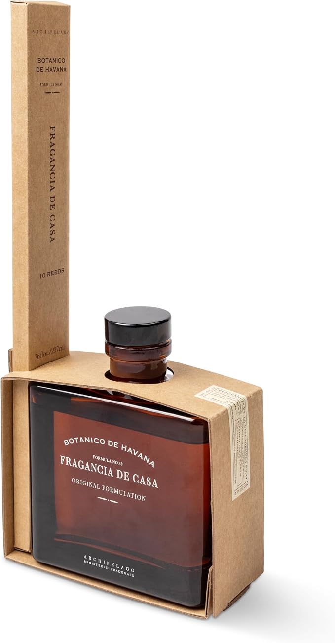 Archipelago Botanicals Botanico de Havana Diffuser, Includes Fragrance Oil, Decorative Wooden Cap and 10 Diffuser Reeds, Perfect for Home Décor (7.85 fl oz)
