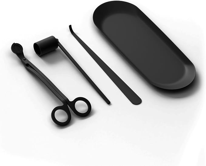 Scentiment Candle Care Kit – 3-Piece Set (Wick Trimmer, Snuffer & Dipper) | Stainless Steel Candle Accessory Set (Black)
