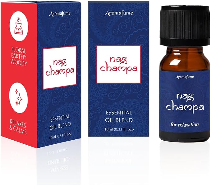 Nag Champa Essential Oil Diffuser Blend by Aromafume | 30ml/1 fl oz | Made with Sandalwood, Jasmine, Ylang Ylang & Champa Flower extracts | Meditative, Spiritual, Calming & Non-Toxic Nag Champa