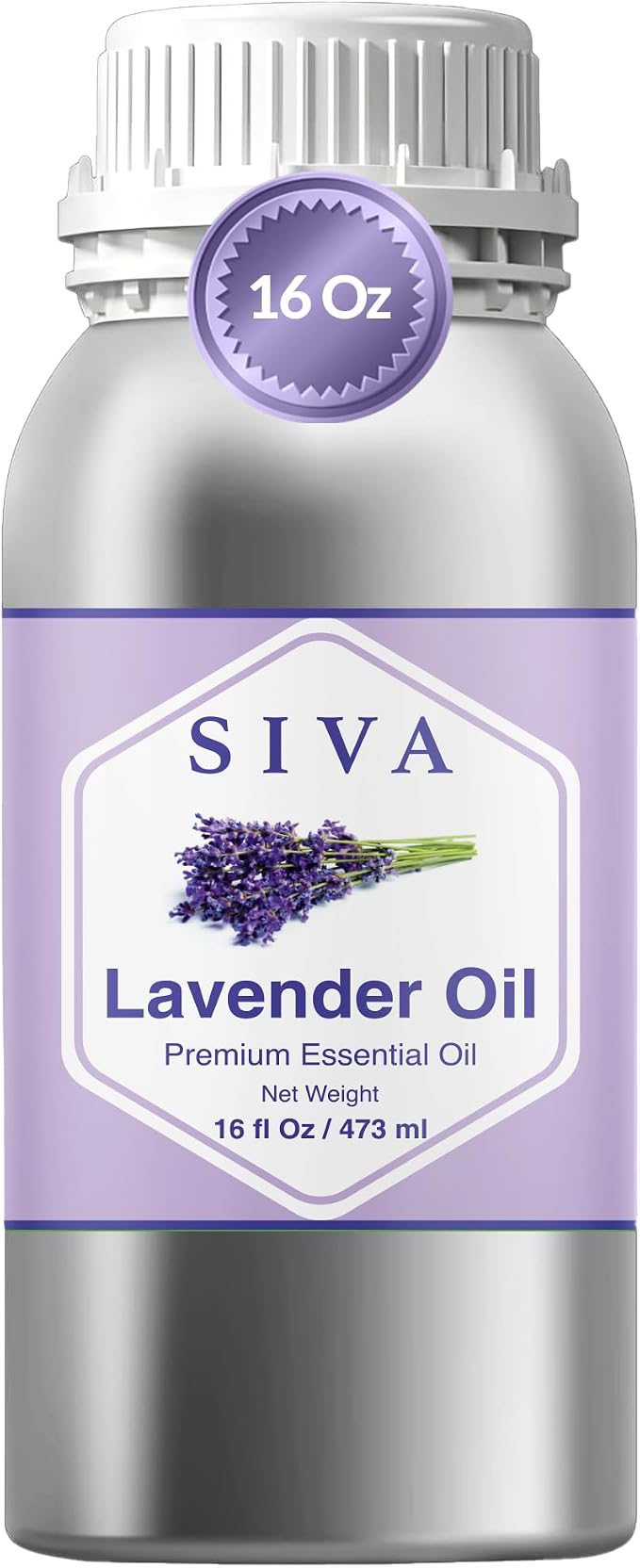 Siva Lavender Essential Oil 16 Fl Oz – for Diffuser, Skin & Hair Care – Ideal for Aromatherapy, Massage & DIY Blends