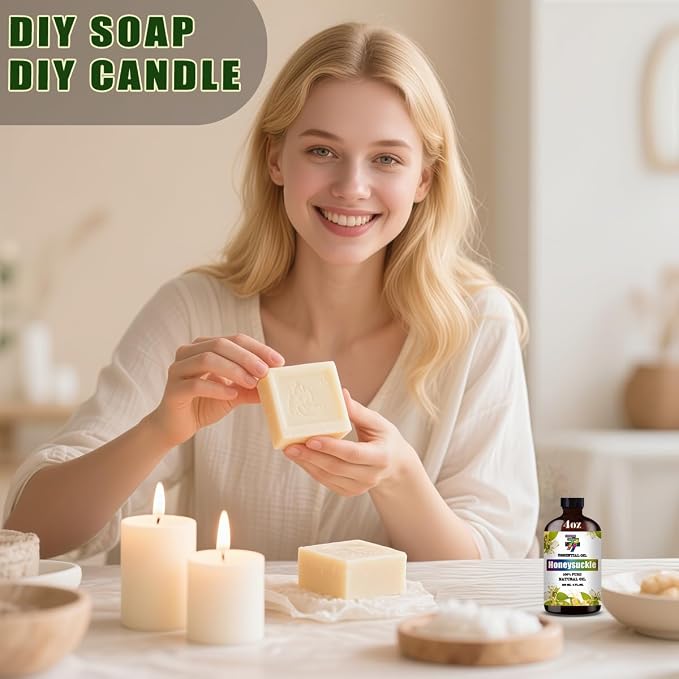 Honeysuckle Essential Oil, Honeysuckle Oils, for Diffuser, DIY Candles, Soap, Humidifier, Home, Gift, Essential Oil, GV77ZF Honeysuckle Fragrance Oil - 4 fl oz (120 ml)