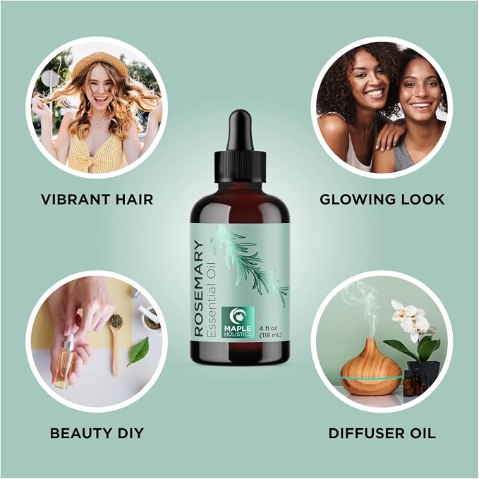 Premium Hair Oils for Hair Growth - Pure Peppermint and Rosemary Oil for Hair Growth - Hair Treatment Oils Set with Rosemary Essential Oil and Peppermint Essential Oil 4 Fl Oz Each
