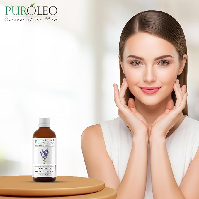 PUROLEO Lavender Essential Oil 4 Fl Oz/120 ML (Packed in Canada) 100% Pure Natural Undiluted for Aromatherapy, Aromatherapy Oil for Sleep, Relaxation Bulgaria France Oil Diffuser