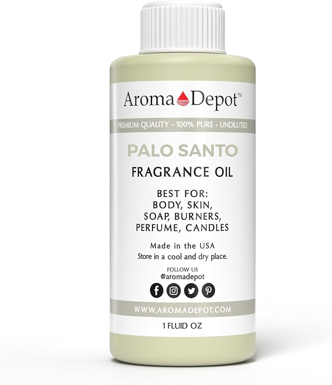 Aroma Depot Palo Santo 1 oz. Fragrance Oil I Perfume I Skin Oil I Scented. DIY Projects Such as Candles, Bath Bombs, Body Butters, Creams & Lotions. For Diffuser, Burners, or Warmers.