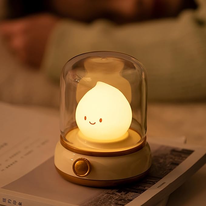 Flameless Kerosene-Style Night Light – Dimmable USB-Rechargeable LED Candle Light with Flicker & Steady Modes, Silicone Flame, Cozy Bedroom, Kids, Travel Lamp (Yellow)