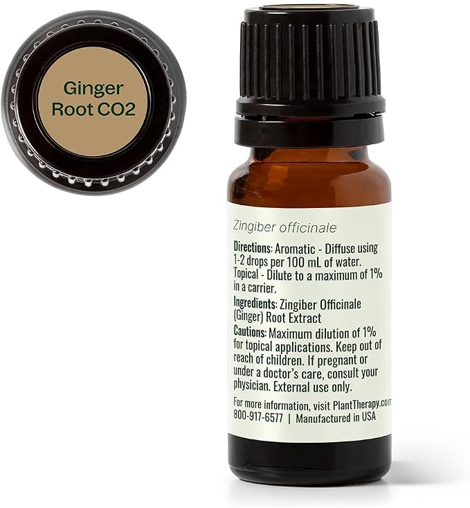 Plant Therapy Ginger Root CO2 Essential Oil, 10 mL (1/3 oz), 100% Pure and Undiluted, Natural Aromatherapy, Ginger Oil for Diffuser, Skin & Massage and Hair