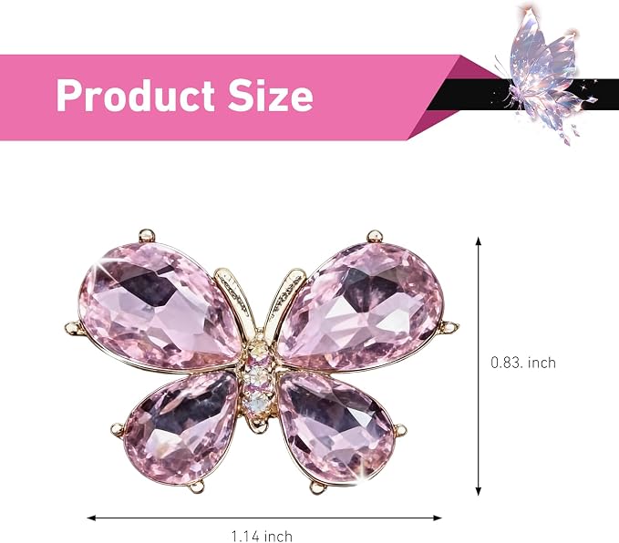 5PCS Bling Butterfly Car Air Vent Clips, Rhinestone-studded Vehicle Vent Trim Decor Accessories, Cute Creativity Crystal Butterfly Diffuser, Universal for Most Vehicles (Pink)