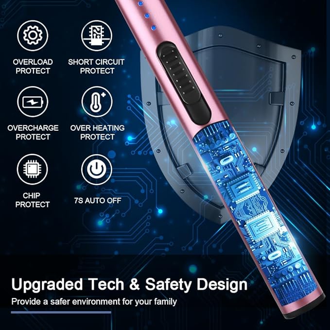 SUPRUS Electric Arc Windproof Flameless USB Rechargeable Lighter with Safety Lock for Candle (Pink)