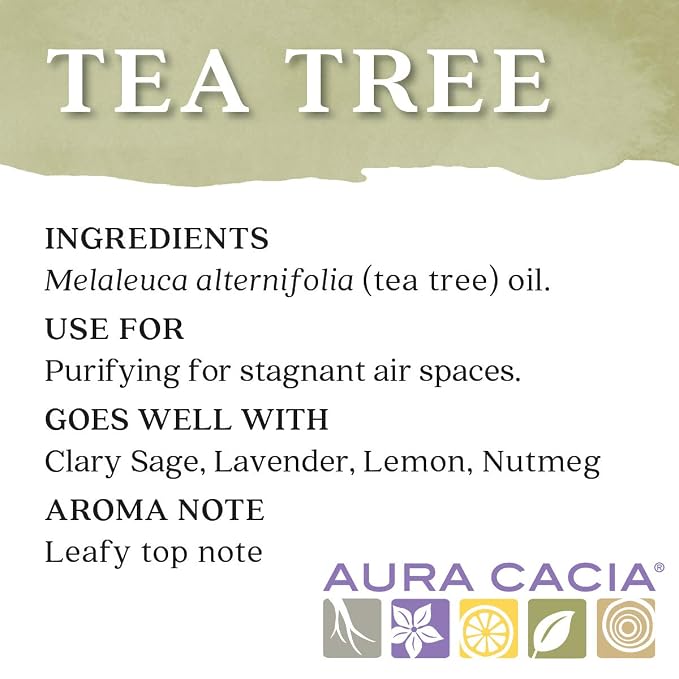 Aura Cacia 100% Pure Tea Tree Essential Oil, 100% Pure Therapeutic Grade, 15 ml in Box, Melaleuca alternifolia (Pack of 2)