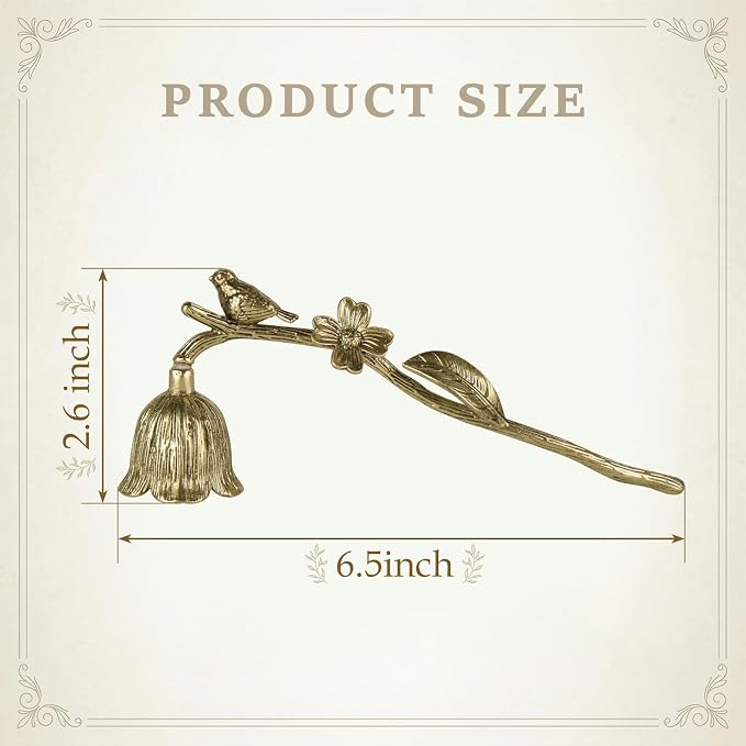 NIKKY HOME Gold Candle Snuffer, Vintage Candle Snuffer with Bird Flower, Elegant Candle Extinguisher Decorative Metal Wick Flame Snuffer Candle Accessory