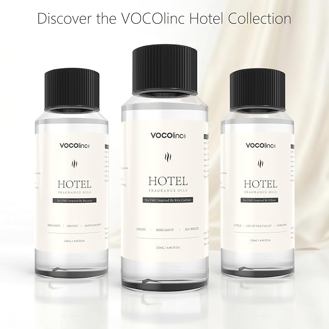VOCOlinc Hotel Collection Diffuser Oil - Hilton - Inspired by Luxury Five Star Hotel Lobby Scent Oil for Waterless Oil Diffusers, Luxurious Scents of Citus, Lily of the Valley, and Oakmoss (4.06 OZ)