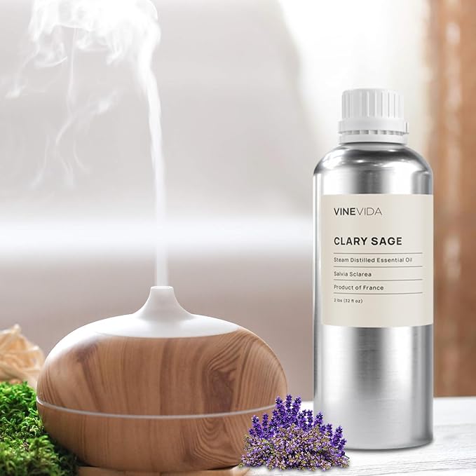 VINEVIDA Clary Sage Essential Oil - 32 oz (946.36 ml) - Undiluted - DIY Candle Scents & Soap Making - Bulk