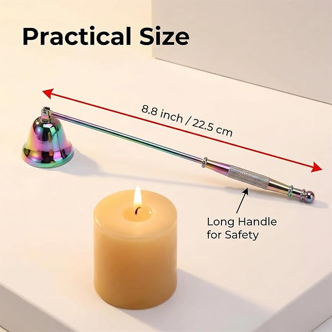 Candle Snuffer, Candlesnuffers Wick Snuffer Candle Accessory, Stainless Steel Wick Flame Extinguisher for Putting Out Candle Flame Safely (Colorful Candle Snuffer B)