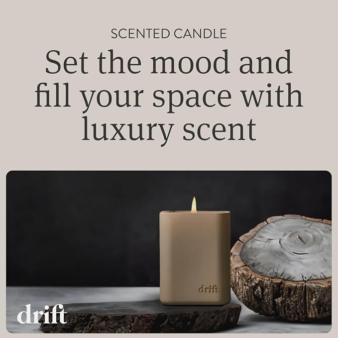 Drift Teak Scented Candle - Home Decor - Fragrance Oil Candle - 60 Day Burn Time - 10.5 oz