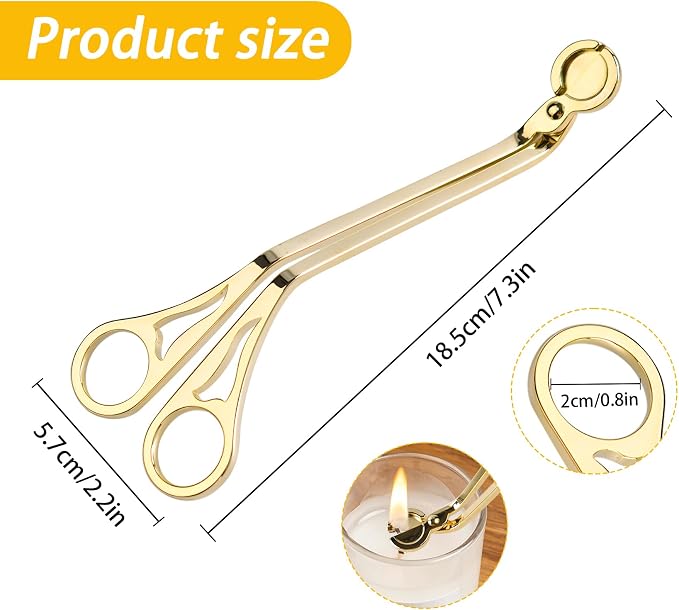 Candle Wick Trimmer, Wick Cutter Scissor Reaches, Deep Into Prevent Soot Buildup Candle Accessories (Gold)