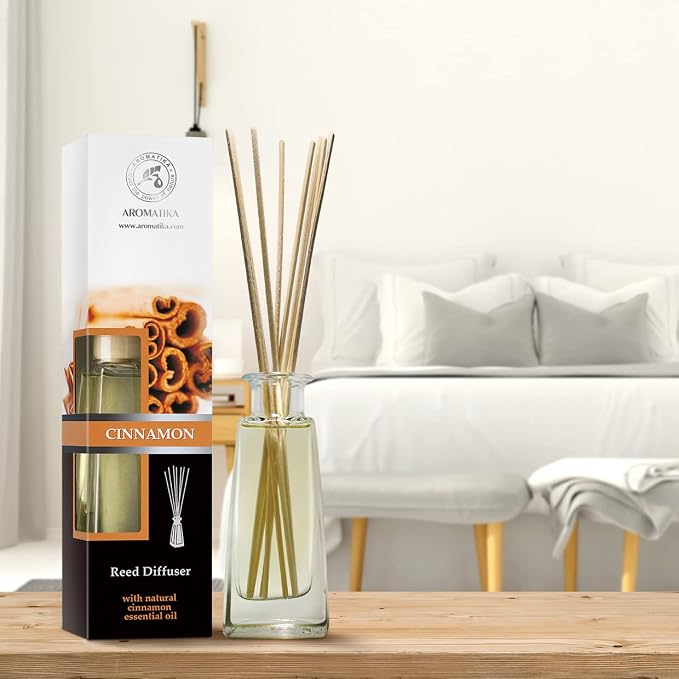 Reed Diffuser Cinnamon 3.4 Fl Oz(100ml) - Room Diffuser with Cinnamon Essential Oil - Home Fragrance - Aromatherapy Air Freshener - Oil Diffuser - Scented - Cinnamon Aroma