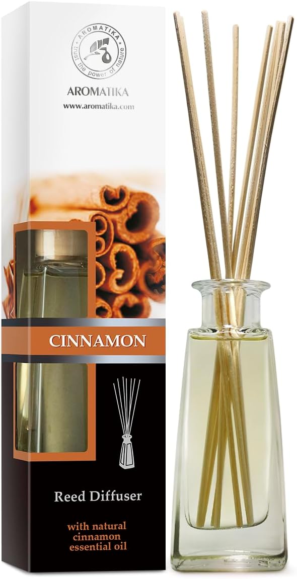 Reed Diffuser Cinnamon 3.4 Fl Oz(100ml) - Room Diffuser with Cinnamon Essential Oil - Home Fragrance - Aromatherapy Air Freshener - Oil Diffuser - Scented - Cinnamon Aroma