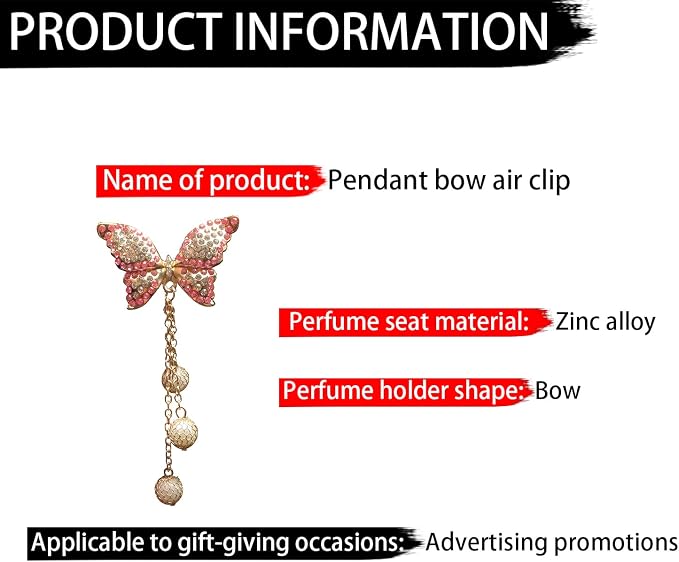 Bling Butterfly Pendant Air Vent Clips, 2 Pcs Crystal Aromatherapy Air Fresheners Outlet Clips, Car Diffuser Perfume Clip for Girls Women Girl, Car Interior Diamond Decoration Rhinestone Accessories