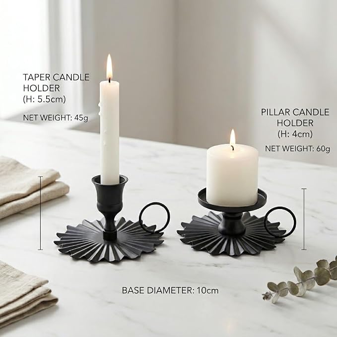 5 Piece Candle Accessory Set - Wick Trimmer, Snuffer, Dipper, Lighter, Candle Holder - Stainless Steel