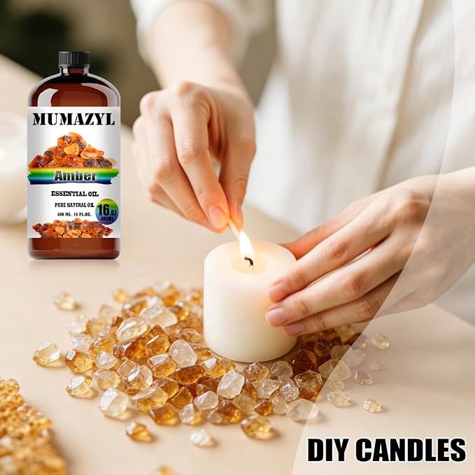 Amber Essential Oil, Amber Oil 16 Fl Oz 480ML for Diffuser Humidifier Yoga Cleaning DIY Candle Soap Making MUMAZYL Essential Oils